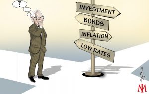 Bond investment graphic representing a crossroads.